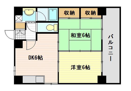 ハピネスみゆき(2DK/7階)の間取り写真