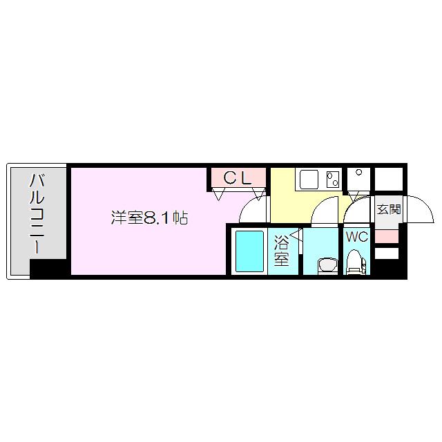 ジュネス新大阪レジデンス(1K/7階)の間取り写真