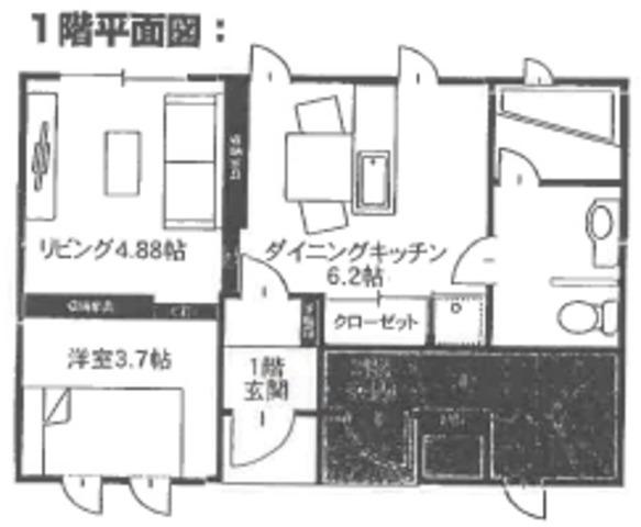 BOULEAU BLANC(1LDK/1階)の間取り写真