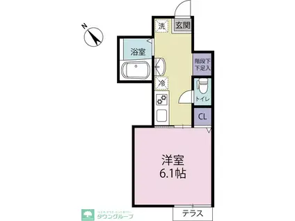 GREEN TIES 上井草(1K/1階)の間取り写真