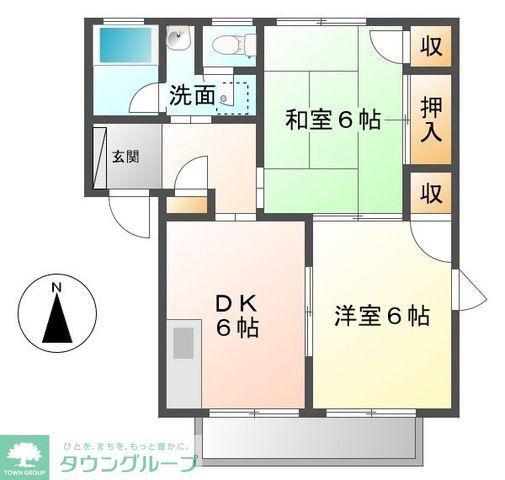 アジュール湘南(2DK/2階)の間取り写真
