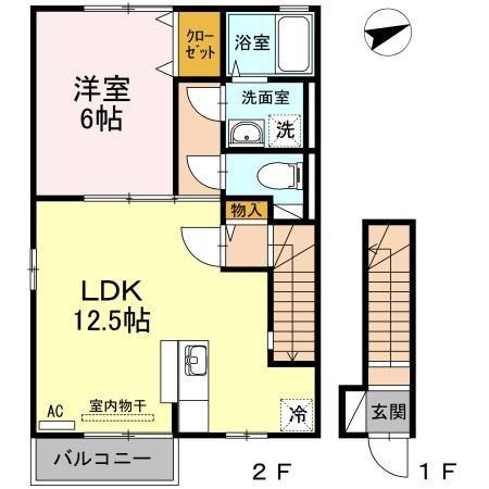 ピュアメゾン(1LDK/2階)の間取り写真