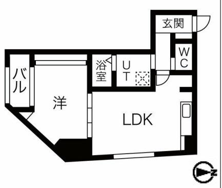 コスモ釣鐘町(1LDK/4階)の間取り写真