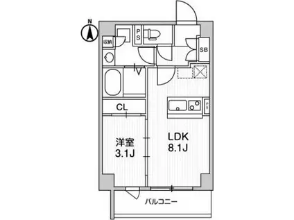 ルネサンスコート東新宿(1LDK/7階)の間取り写真