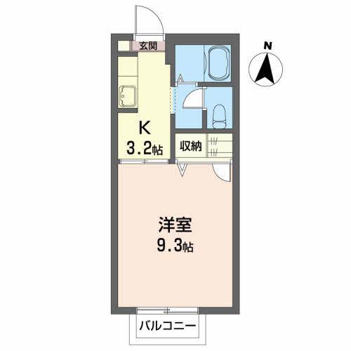 インターヴィレッジE(1K/2階)の間取り写真