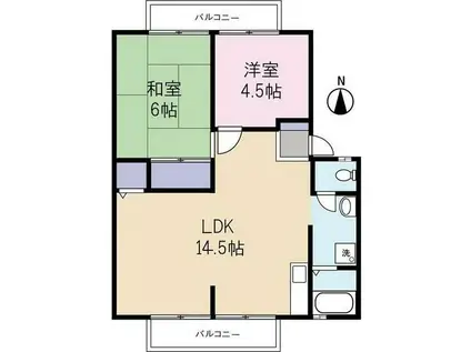 サンガーデン南町田C棟(2LDK/1階)の間取り写真