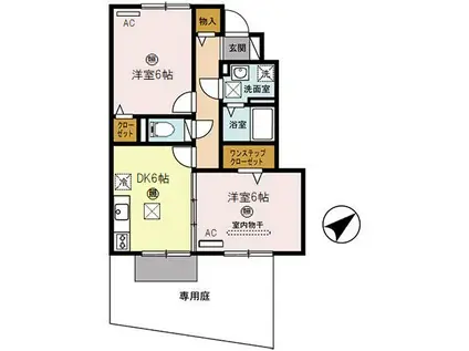 イヴェールアージュ(2DK/1階)の間取り写真