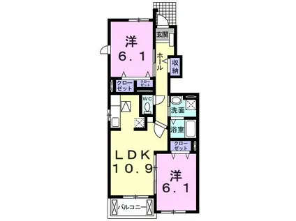 ルーセント・S II(2LDK/1階)の間取り写真