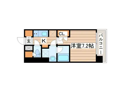 桜ヒルズ仙台榴岡(1K/4階)の間取り写真