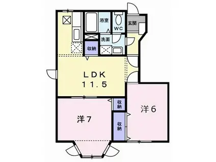 オリゾンハウス(2LDK/1階)の間取り写真
