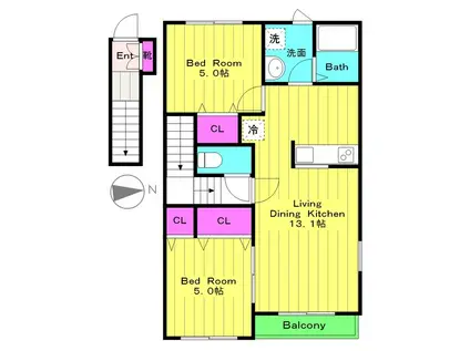 ソラーナ・コガネ(2LDK/2階)の間取り写真