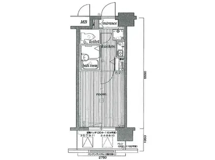 サンテミリオン品川戸越(1K/11階)の間取り写真