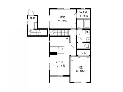 エクセルリバティI(2LDK/2階)の間取り写真