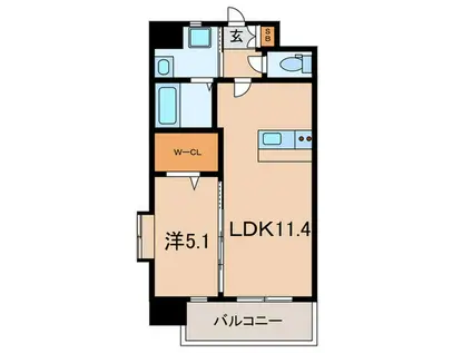 グランジャー小倉(1LDK/5階)の間取り写真