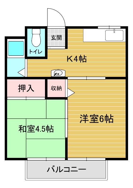 鳴尾ハイツ(2DK/2階)の間取り写真