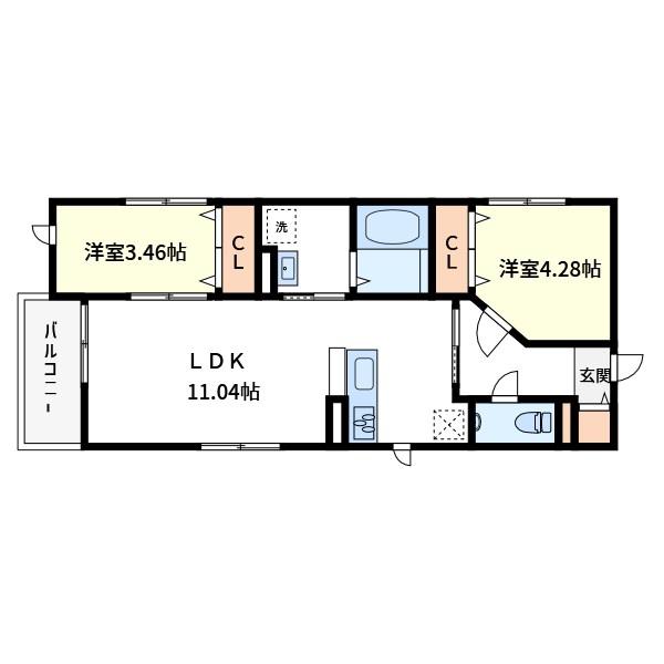 アーツ駒込(2LDK/2階)の間取り写真