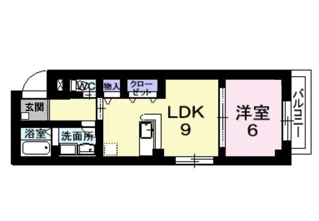 エスポワール古川(1LDK/2階)の間取り写真