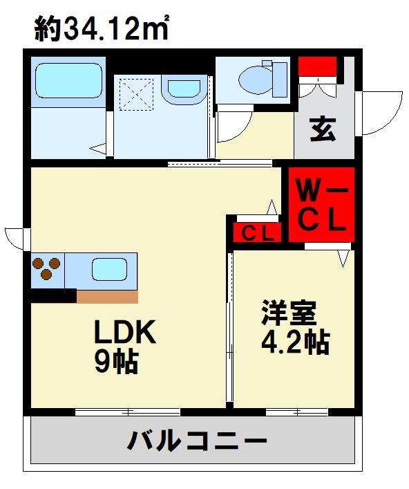 レーヴェ神田町(1LDK/1階)の間取り写真