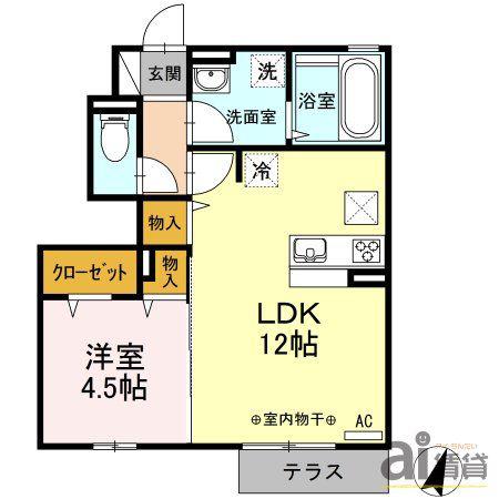 HERITAGE(1LDK/1階)の間取り写真