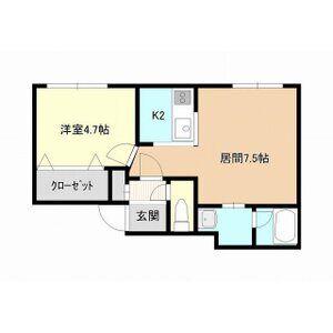 ツインズ南8条伍番館(1LDK/3階)の間取り写真