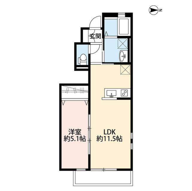 クレール在家町(1LDK/1階)の間取り写真