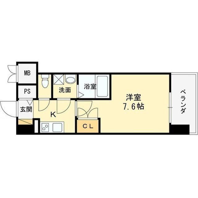 WGB江坂(1K/2階)の間取り写真