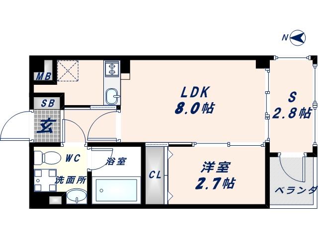 ウエストリッツ巽(1SLDK/2階)の間取り写真
