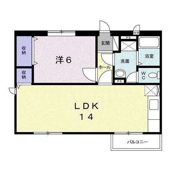 サンヒルズ三郷(1LDK/2階)の間取り写真