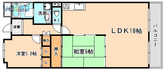 ラフィネ芳樹(2LDK/2階)の間取り写真