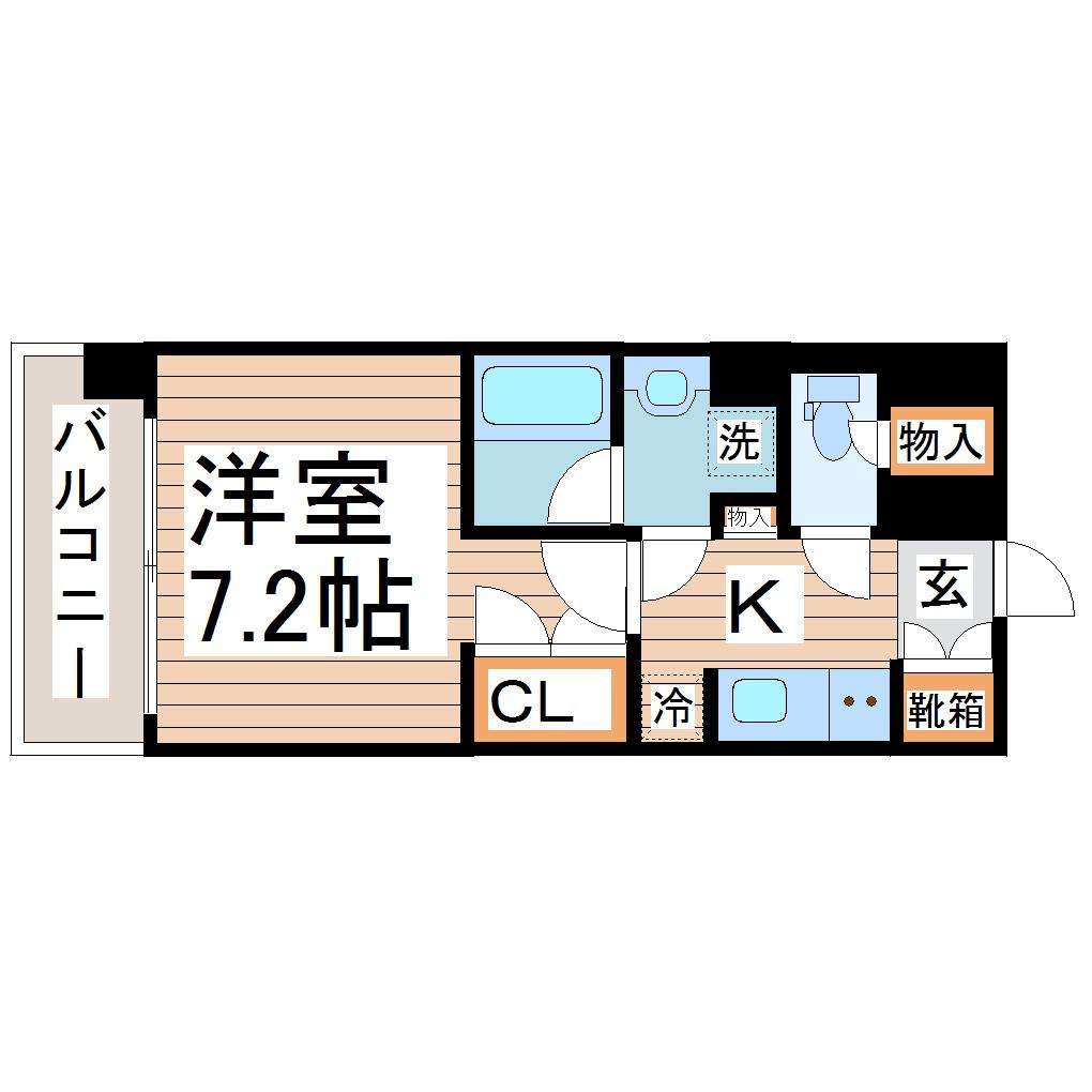 桜ヒルズ仙台榴岡(1K/9階)の間取り写真