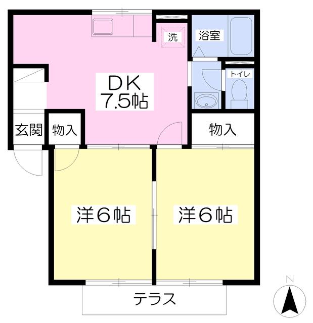 メゾン金古(2DK/1階)の間取り写真