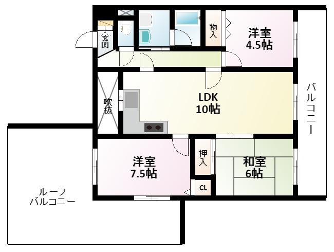 エスポワール緑地(3LDK/4階)の間取り写真