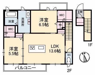 ブランコーポ石井城(2LDK/2階)の間取り写真