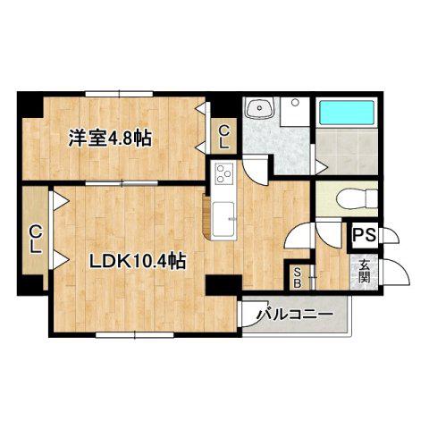 ベル アンジュ(1LDK/4階)の間取り写真