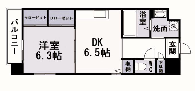 サンシャイン・キャナル小倉(1DK/6階)の間取り写真