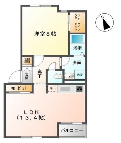 WOOD VILLAGE(1LDK/2階)の間取り写真
