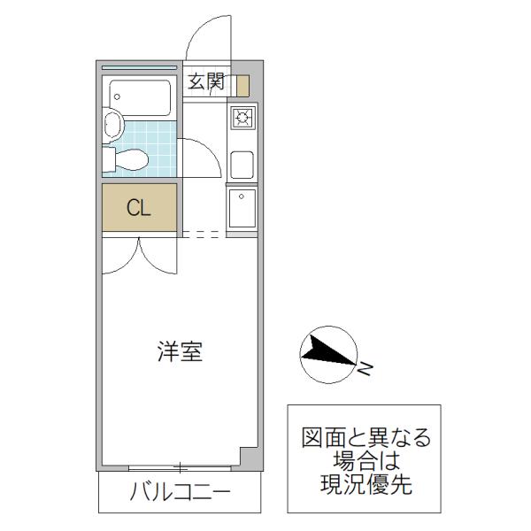 ガーデンヒルズ那珂(ワンルーム/1階)の間取り写真