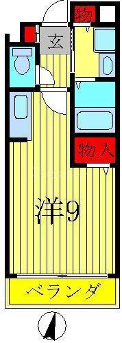 クリスタルM(ワンルーム/1階)の間取り写真