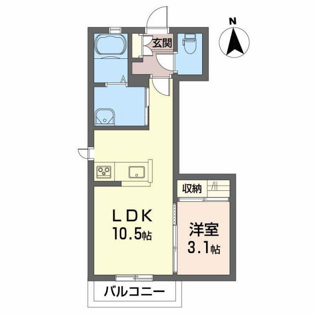 シャーメゾンWE-II(1LDK/1階)の間取り写真