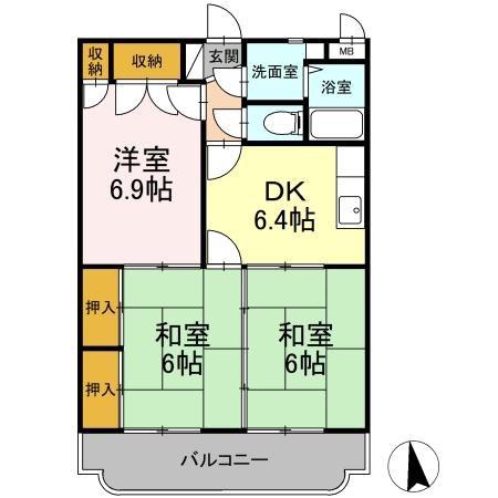 レジデンス東望(3DK/4階)の間取り写真
