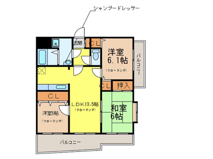 OAK VILLA野多目レジデンス(3LDK/2階)の間取り写真