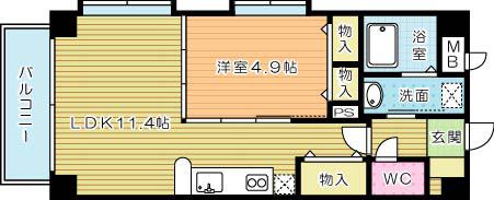 アクシス中井(1LDK/4階)の間取り写真