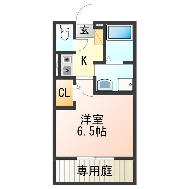 セジュールZENZO B棟(1K/1階)の間取り写真