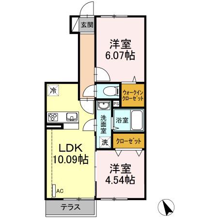 シャルマン高野台(2LDK/1階)の間取り写真