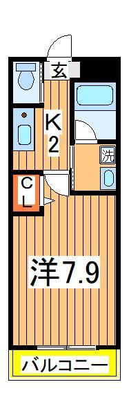 ライフ我孫子(1K/7階)の間取り写真