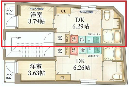 リアル北千住(1DK/4階)の間取り写真