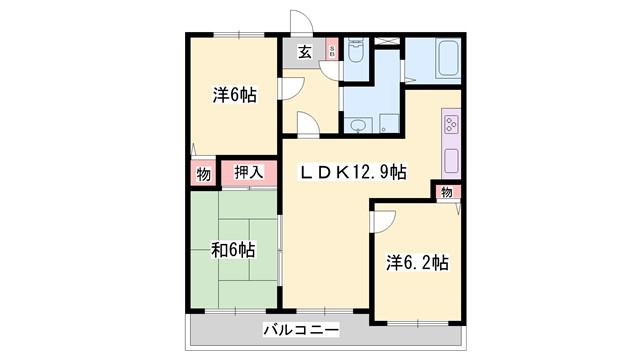 メゾンI(3LDK/2階)の間取り写真