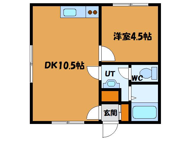 コーポフロス(1DK/1階)の間取り写真
