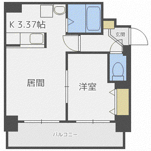 メディカルコート東札幌(1LDK/9階)の間取り写真