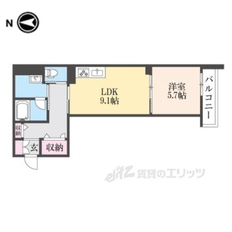 ロイヤルテラス西大寺(1LDK/2階)の間取り写真